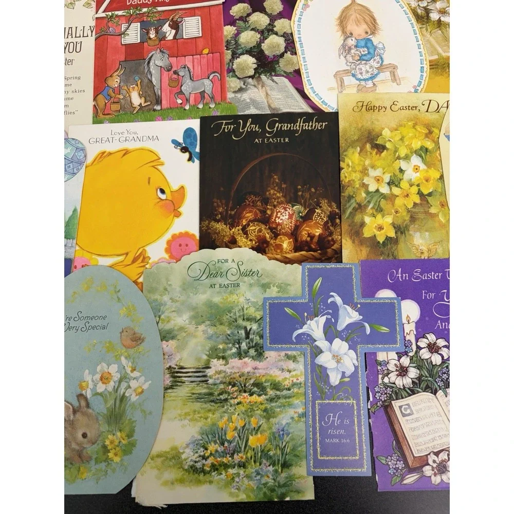 Vintage Easter Greeting Cards Fronts ONLY Scrapbooking Crafts Lot of 50+ Bunnies